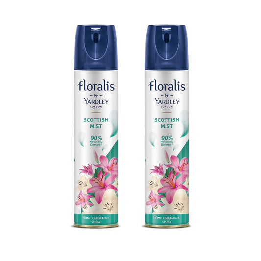 Yardley London Floralis Air Freshener Spray| Scottish Mist| Long Lasting Floral Fragrance For Home & Office| Home Fragrance Spray| 90% Naturally Derived| 210Ml (Pack Of 2)