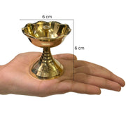 DSH Brass Diya with Stand Diya Oil Puja Lamp Oil Lamp for Home Temple Pooja Articles Decor Gifts. (2.5 Inch)