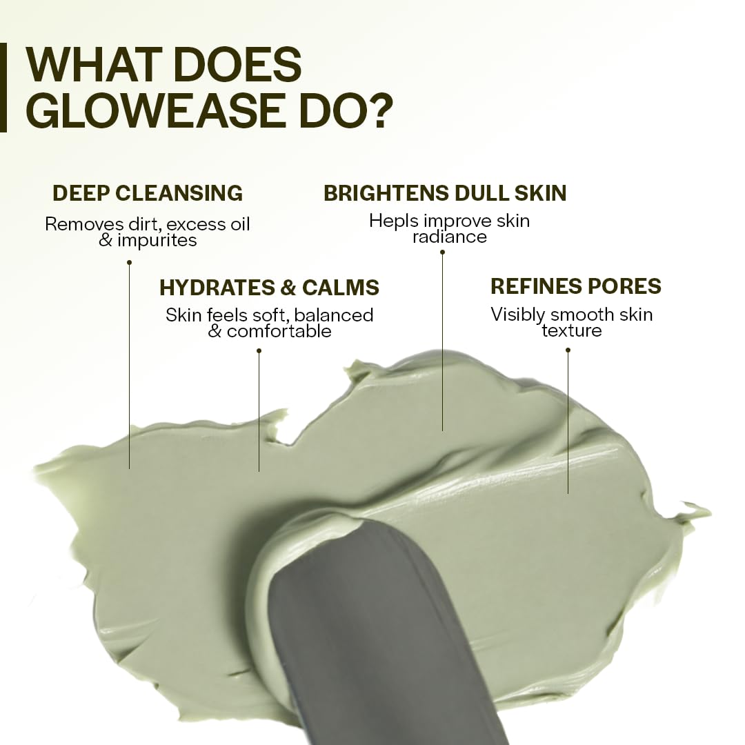 Suroskie Glowease 2-In-1 Cleanser & Mask 100 Ml | Aloe Vera & Kaolin Clay | Deep Cleansing Face Wash For Hydrated, Glowing & Brighten Skin | Korean Skincare Product For Sagging & Dullness Men & Women