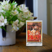 DIVINITI 24K Gold Plated Religious Car Dashboard Frame | Premium God Idol Frame for Car, Home Mandir & Office Table | Spiritual Gift, Decorative Showpiece | Mata Ka Darbar
