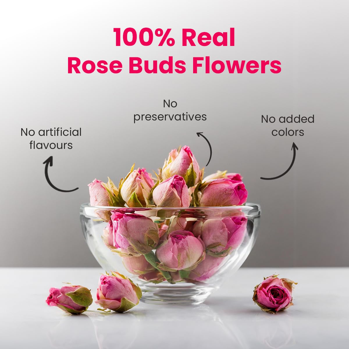 BLUE TEA - Rose Buds Tea - 100gm - 100 Cups | RICH VITAMIN-C | Beautiful Hair & Skin - Caffeine Free - Flower Based - Herbal Tea | Premium Zipper Pack