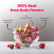 BLUE TEA - Rose Buds Tea - 100gm - 100 Cups | RICH VITAMIN-C | Beautiful Hair & Skin - Caffeine Free - Flower Based - Herbal Tea | Premium Zipper Pack