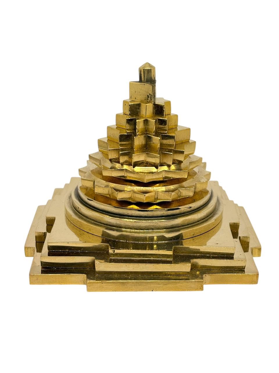 RUDRADIVINE Brass Maha Meru Shri Yantra 4 Inch Solid 3D with Accurate Laser Cutting for Wealth & Luck