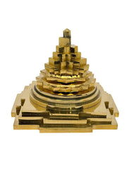 RUDRADIVINE Brass Maha Meru Shri Yantra 4 Inch Solid 3D with Accurate Laser Cutting for Wealth & Luck