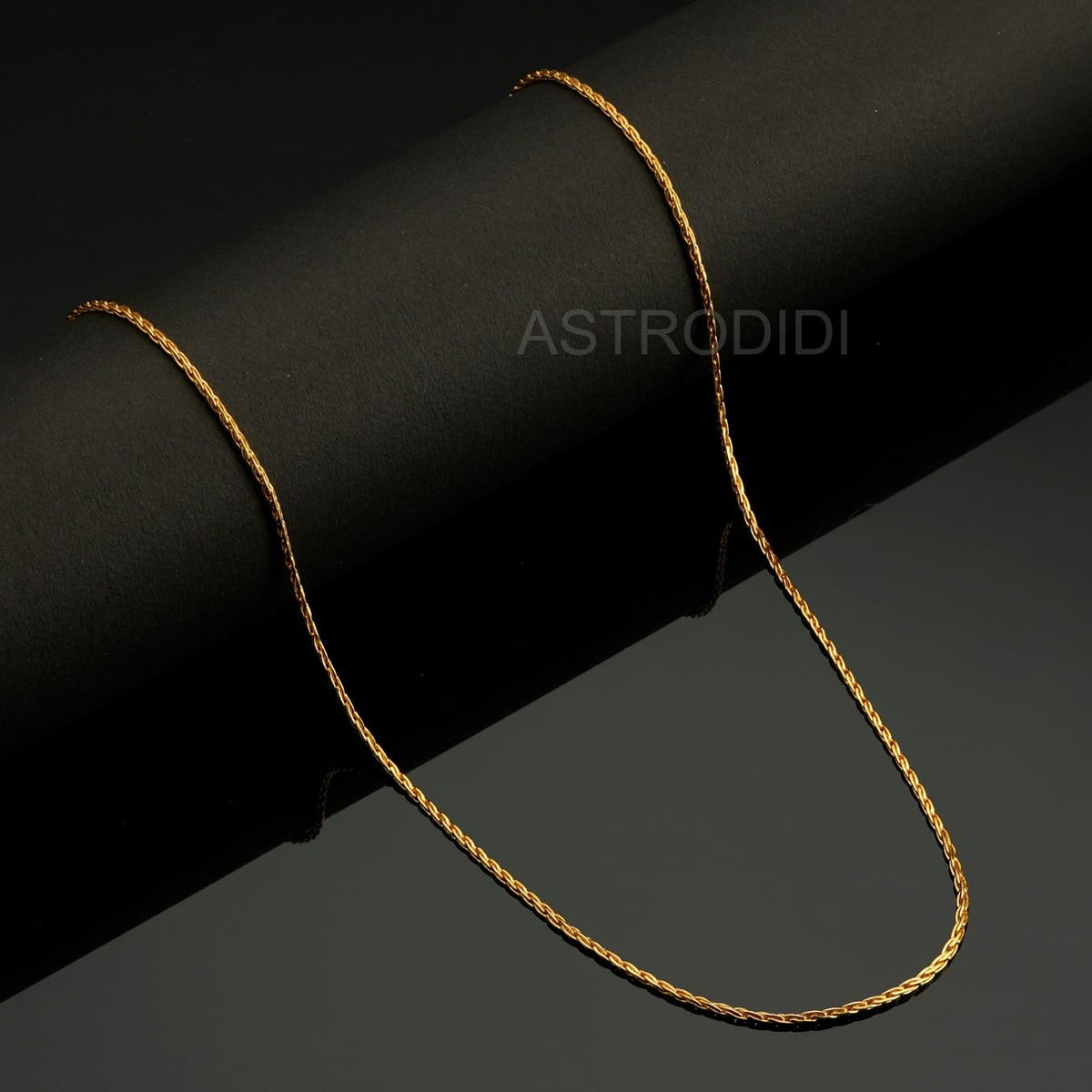 ASTRODIDI Gold Plated Chain | 24 Inch Stylish Light Weighted Golden Brass Neck Chain For Girls Women Men Boys (CHAIN-BALA-03)