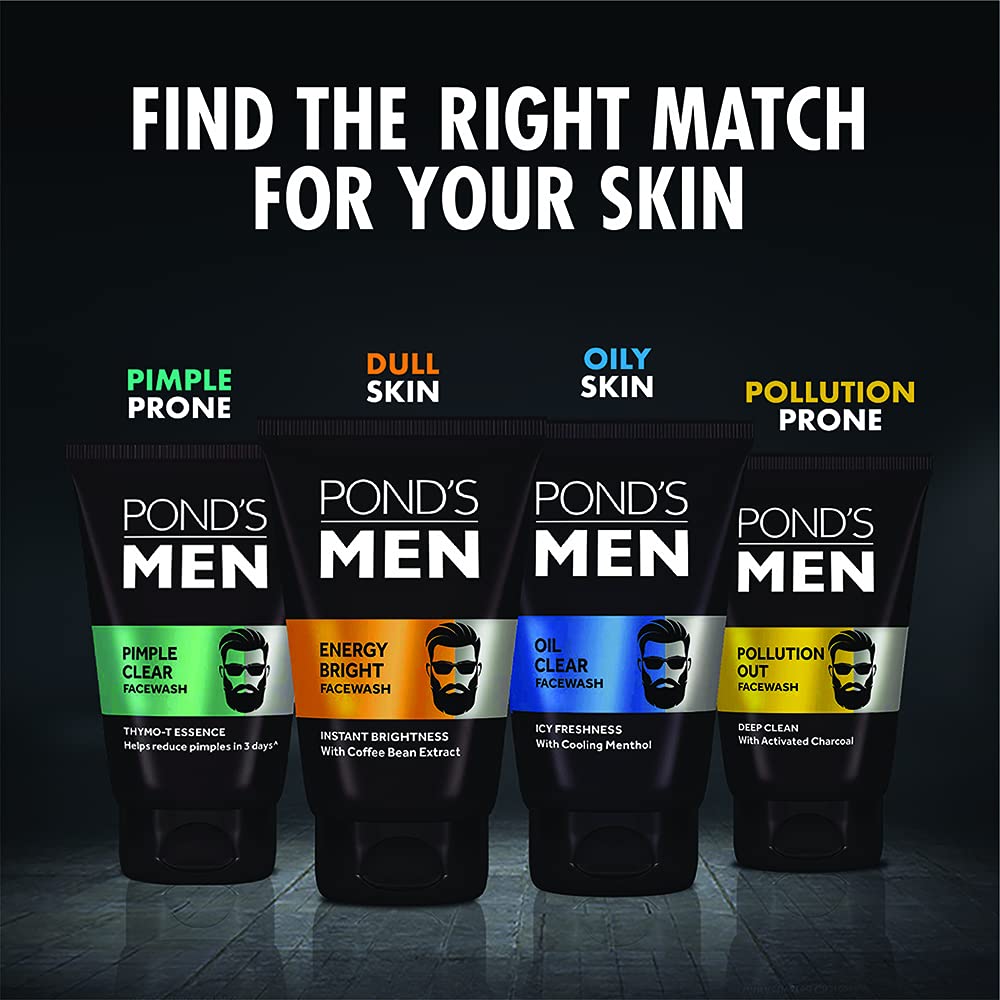 Pond's Men Energy Bright Anti-Dullness Facewash With Coffee Bean, 100 g (Pack of 2)