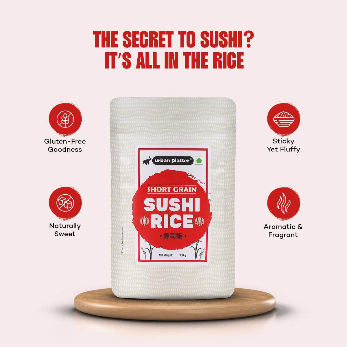 Urban Platter Short-Grain Sushi Rice, 1kg (Japanese-Style Sticky Rice | Chewy Bite | Asian Pantry Essential)