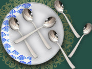 Parage 6 Pieces Stainless Steel Soup Spoon Set for Home & Kitchen, 18.5 cm Long, Perfect for Soup and Stew, Set of 6, Silver