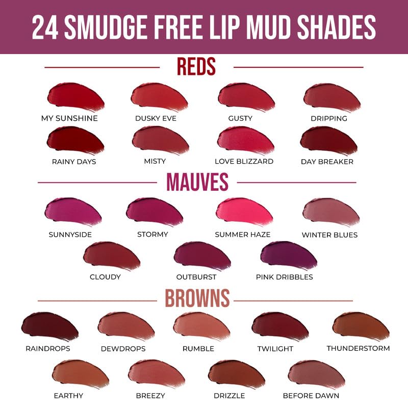 INSIGHT Smudge Free Lip Mud | Moisturizing Formula | Upto 12 Hrs Stay | Instant Matte Finish | Silky Smooth Texture (Misty) - 3.5g