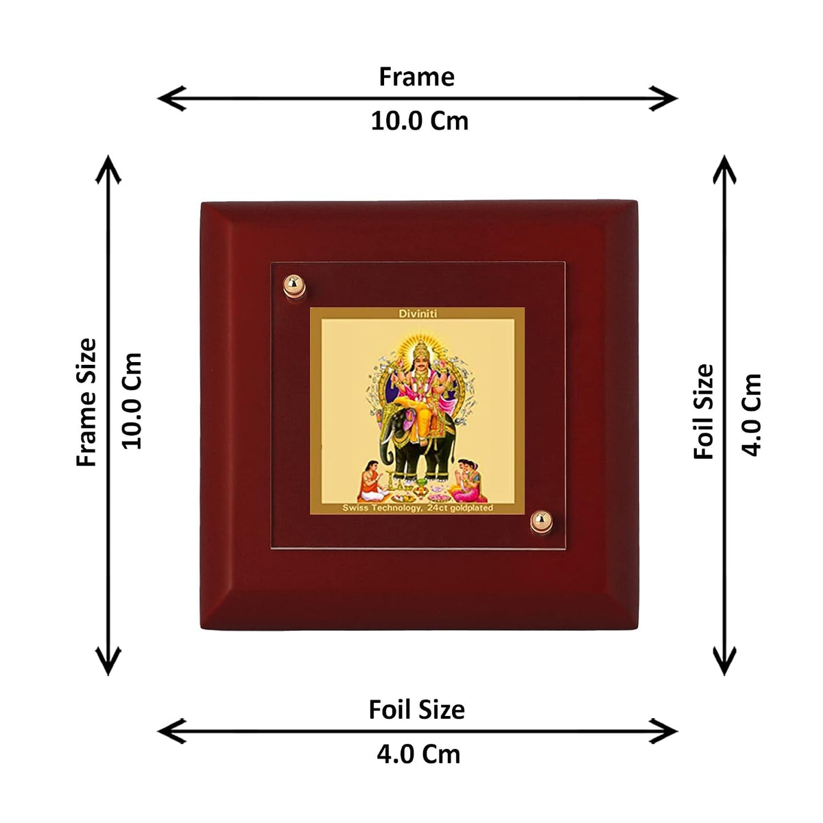 DIVINITI Lord Vishwakarma 24K Gold Plated MDF Photo Frame|Premium Religious Table Top Frame for Home, Office & Prayer Room|Luxury Spiritual Gift Item for Housewarming, Festive Gifting|10 x 10 CM