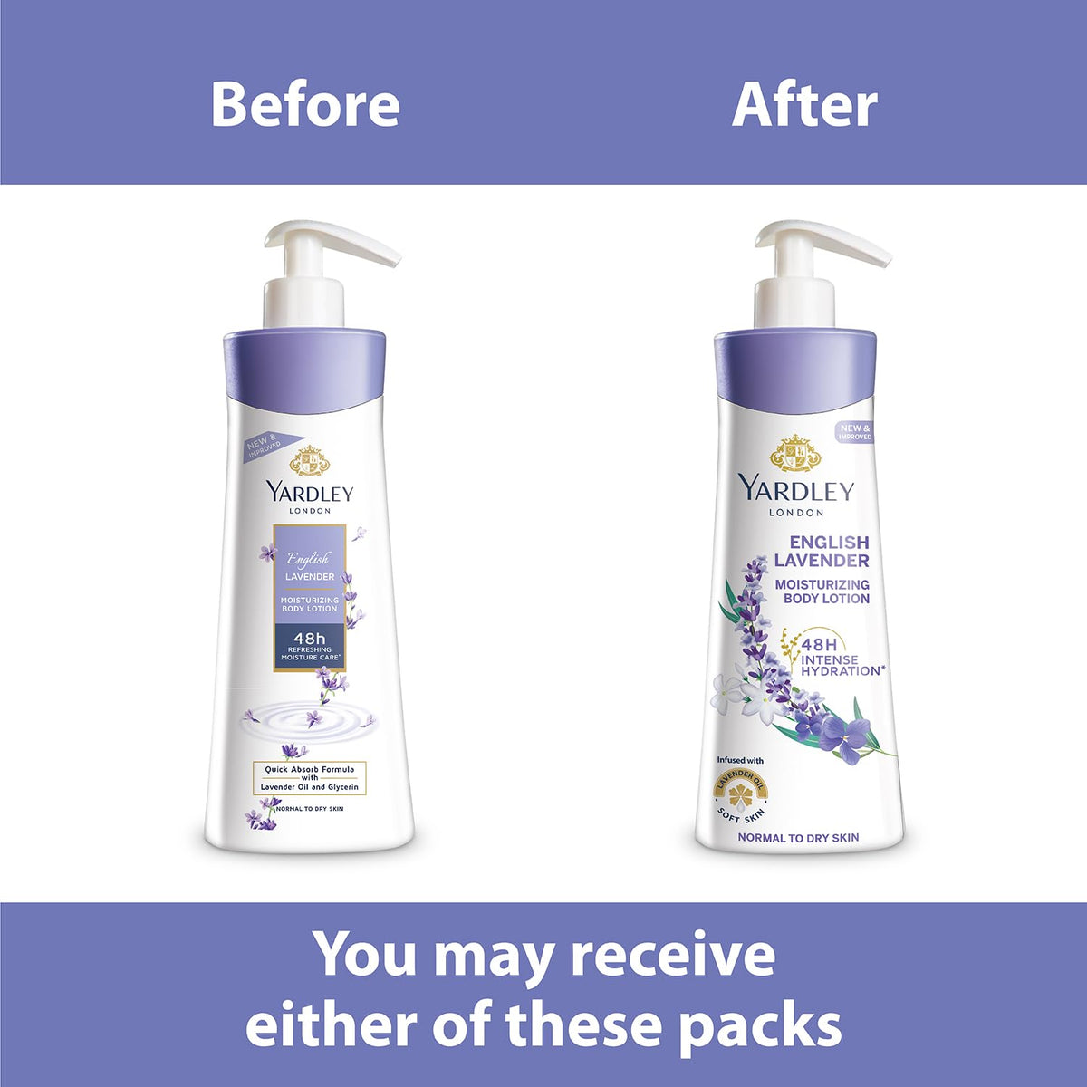 Yardley London English Lavender Moisturizing Body Lotion, Germ Shield, 400ml [350ml +50ml Free] (Pack of 2)