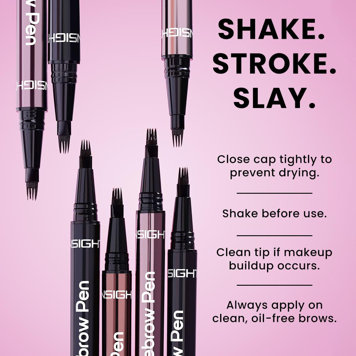 INSIGHT 4 Stroke Eyebrow Pen - Brown (1g) | Lightweight & Quick Drying Formula | Long Wearing, Smudge Proof & Waterproof | Compact & Convenient for Natural Brow Definition