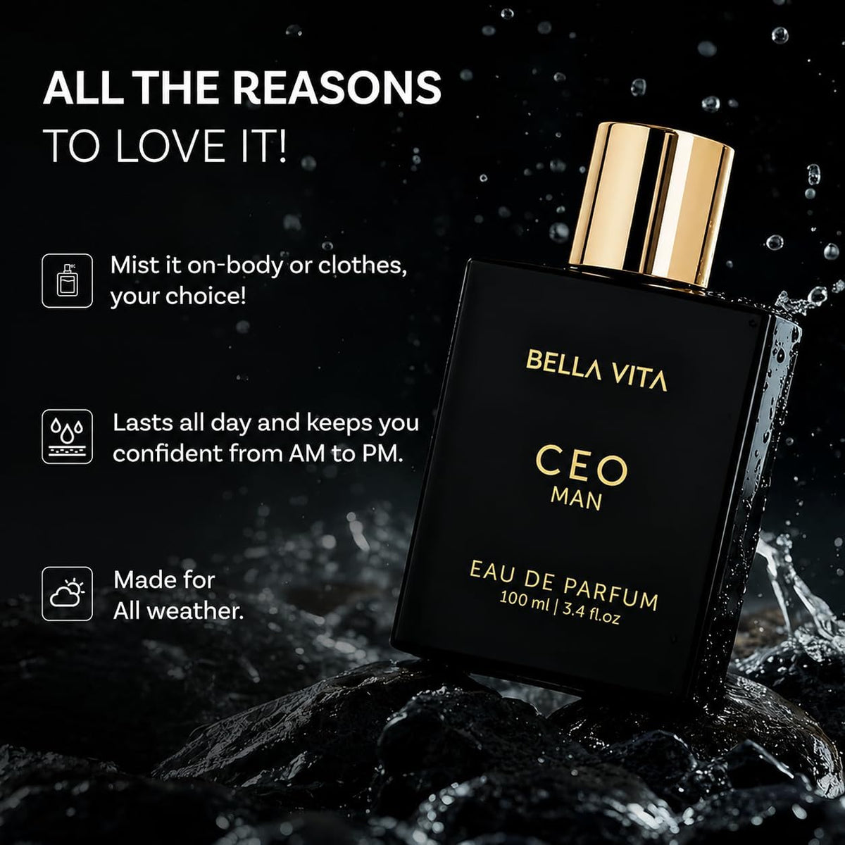 Bella Vita Luxury CEO Man | Long Lasting EDP 100ml | with Lemon, Lavender, Tonka, Mandarin & Vetiver | Premium Fragrance Perfume for Men | Ideal for Every Moment