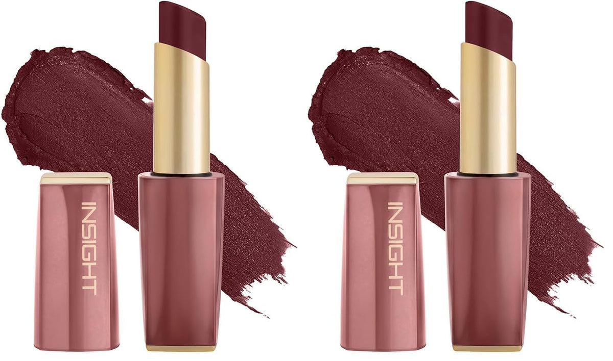INSIGHT Pure Matte Lipstick - DM Drama| High Pigment, Long Lasting Smooth Matte Finish | Enriched with Vitamin E & Coconut Oil - 3.3 g (Pack of 2)