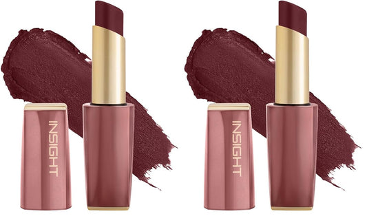INSIGHT Pure Matte Lipstick - DM Drama| High Pigment, Long Lasting Smooth Matte Finish | Enriched with Vitamin E & Coconut Oil - 3.3 g (Pack of 2)
