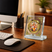 DIVINITI 24K Gold Plated Lord Narasimha Acrylic Frame for Car Dashboard, Home Temple & Office Table | Premium Spiritual Gift, Blessings for Protection & Positivity, 8x7 cm Decorative Showpiece