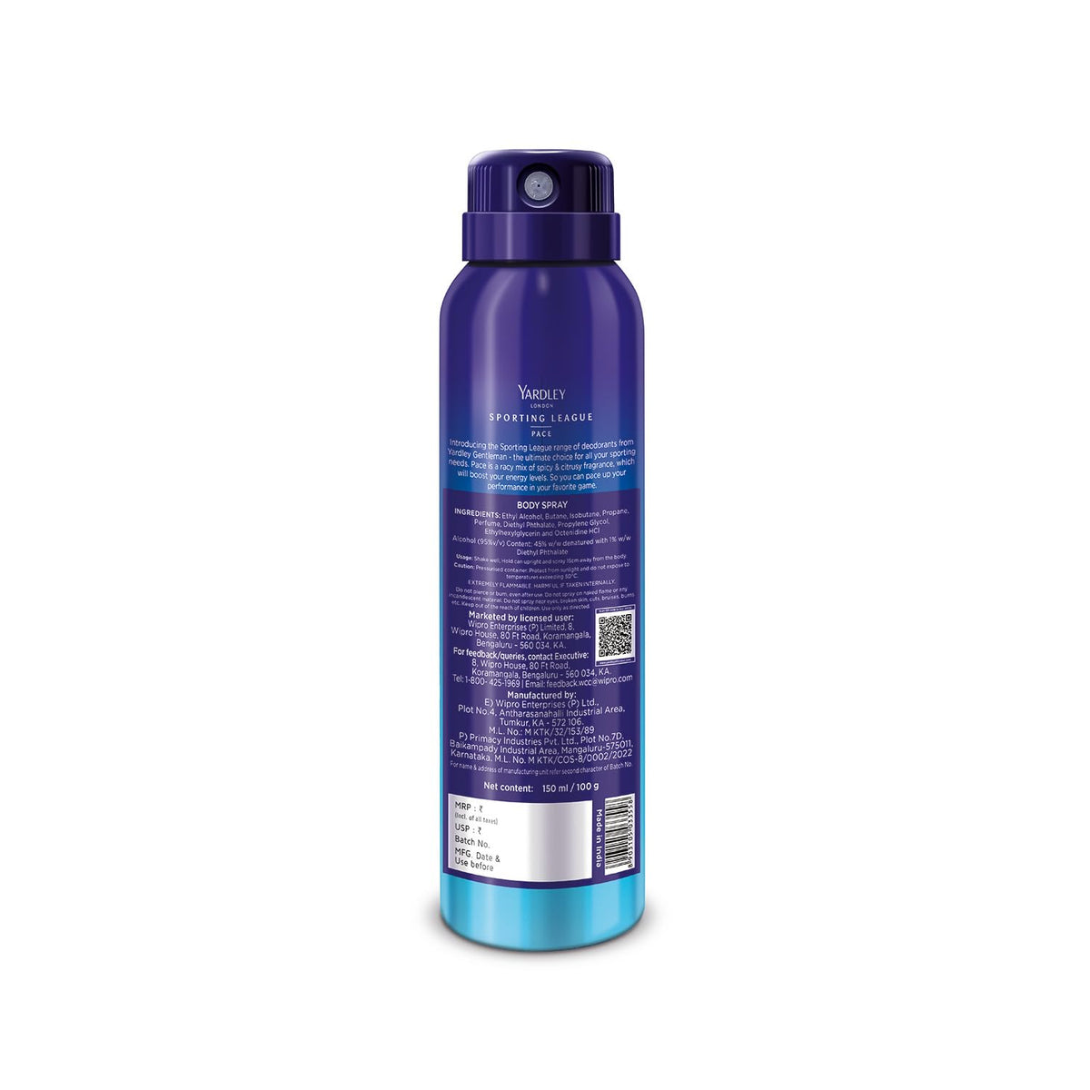 Yardley Male Gentleman Sporting League Body Lemon Spray - Pace 150Ml, 1 Count