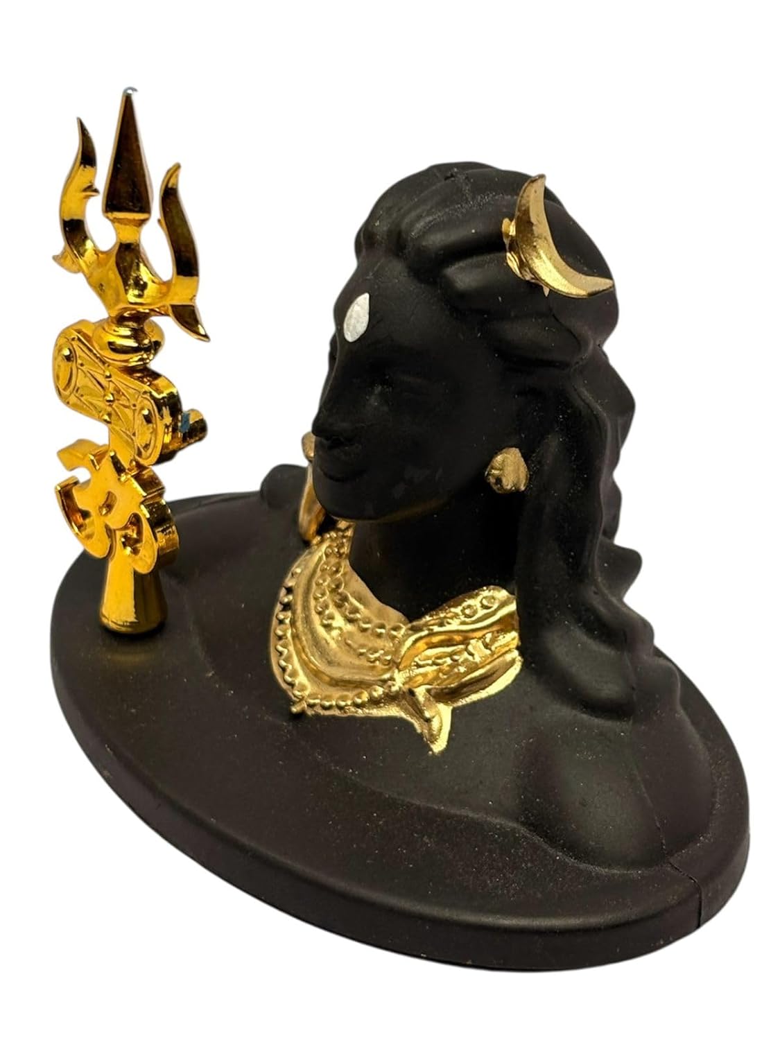RUDRADIVINE Adiyogi Lord Shiva Car Dashboard Idol Black with Golden Accents | Premium HQ Plastic PLA Statue for Car Interior Home Office Decor | Spiritual Gift Item Small