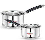 Parage 2 Pieces Stainless Steel Sauce Pan, Tea Pan, Milk Pan Heavy Gauge with Heat-Resistant Wire Handle Induction & Gas Stove Friendly (1.25 LTR & 1.75 LTR, Silver)