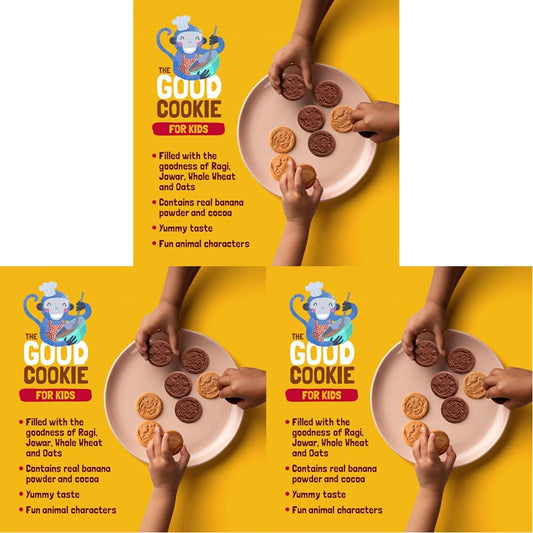 Slurrp Farm No Maida No Refined Sugar Banana Oat Cookies | Healthy Cookies Made With Multigrain | Perfect for tiffins, travel or snack time | Pack of 9 x 80g