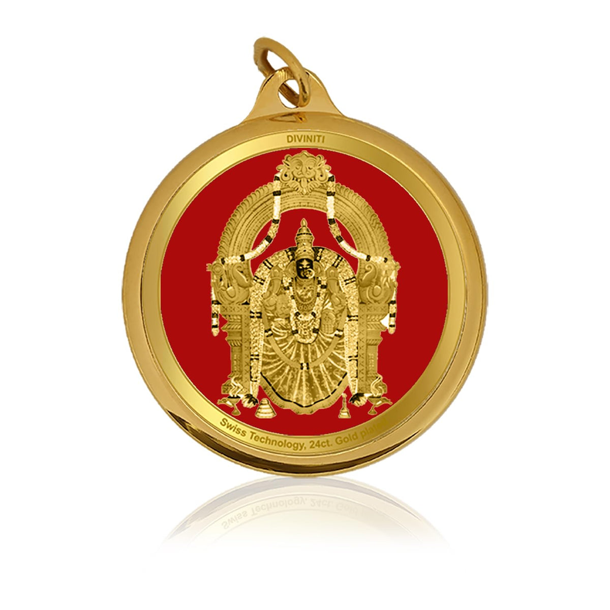 DIVINITI 24K Gold Plated Double-Sided Religious Pendant with Premium Gift Box, Spiritual Locket for Men & Women, Devotional Jewellery for Gifting & Everyday Wear | Padmavathi & Tirupati Balaji