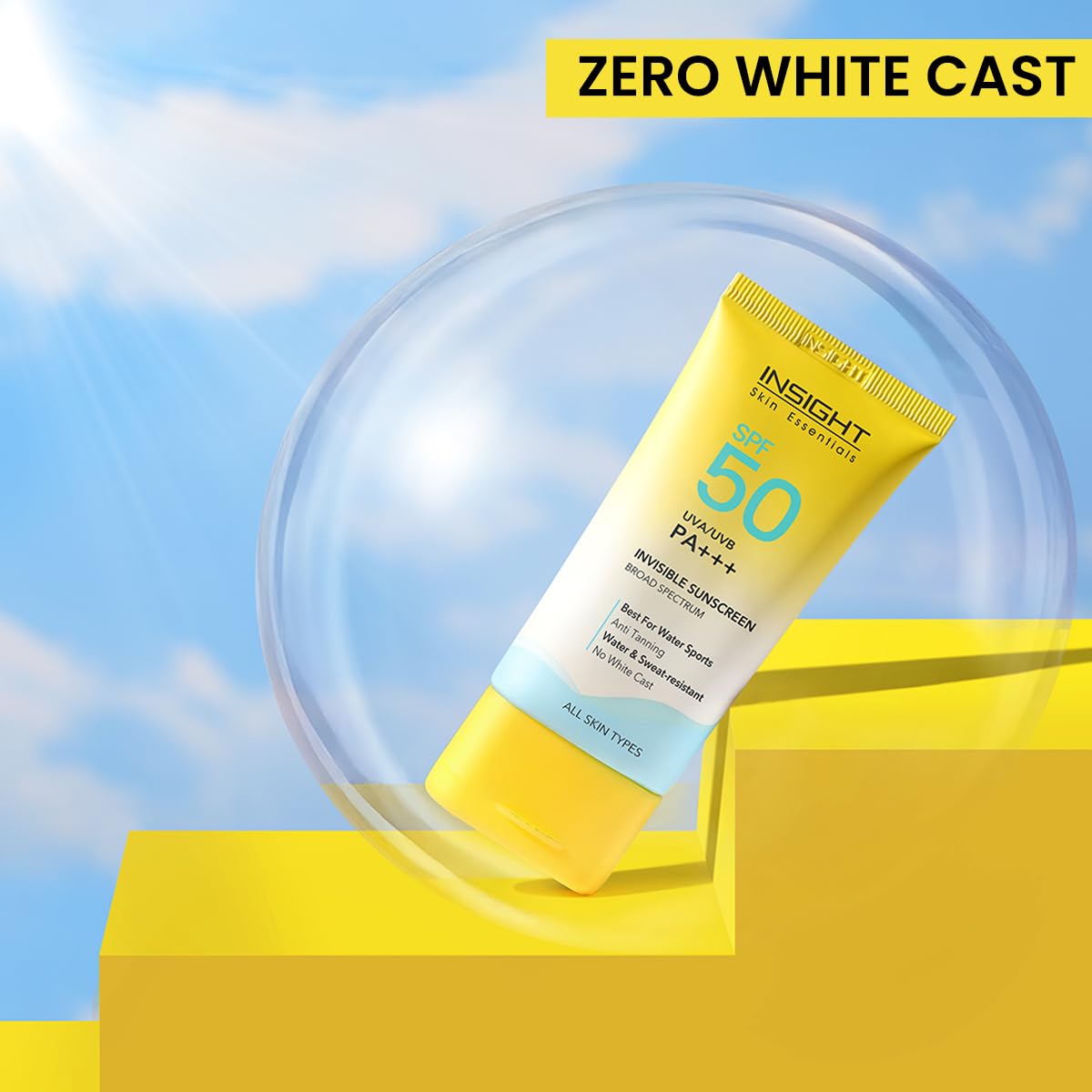 INSIGHT Invisible Gel Sunscreen SPF 50 | PA+++ Broad Spectrum | No White Cast, Oil-Free, Non-Comedogenic, Water & Humidity Resistant | Lightweight & Hydrating Sun Protection for All Skin Types