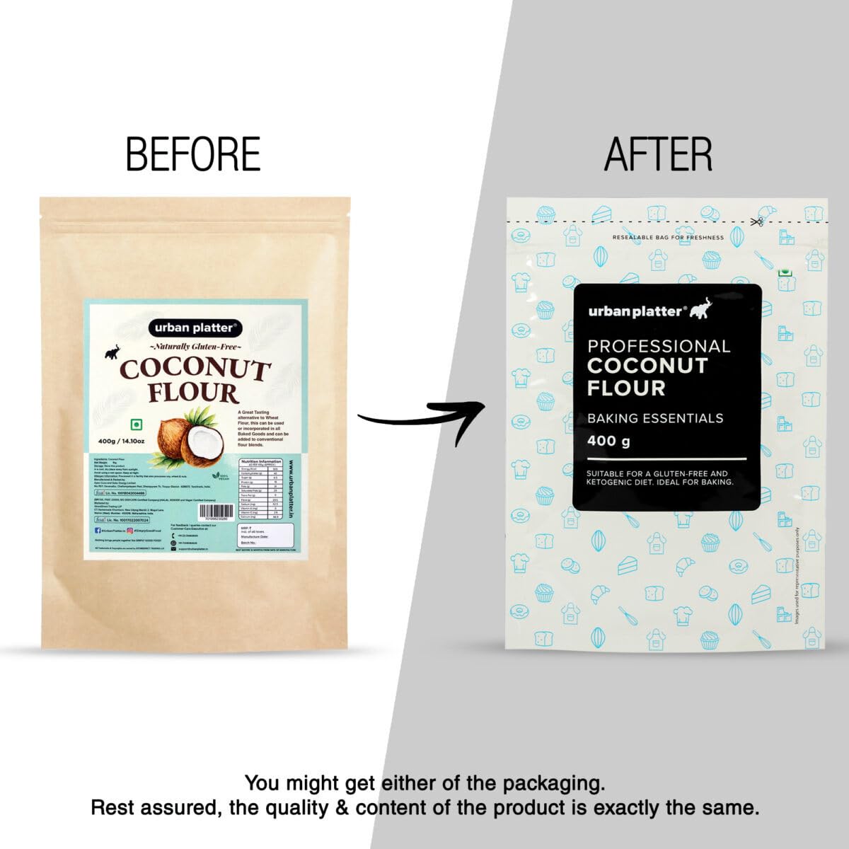 Urban Platter Coconut Flour, 400 g
