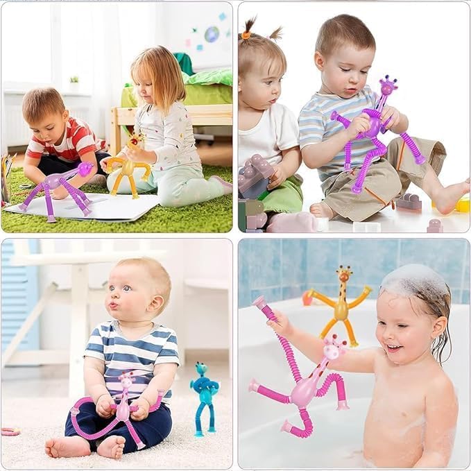 Toy Imagine Telescopic Suction Toys, Giraffe Style, Pack of 4