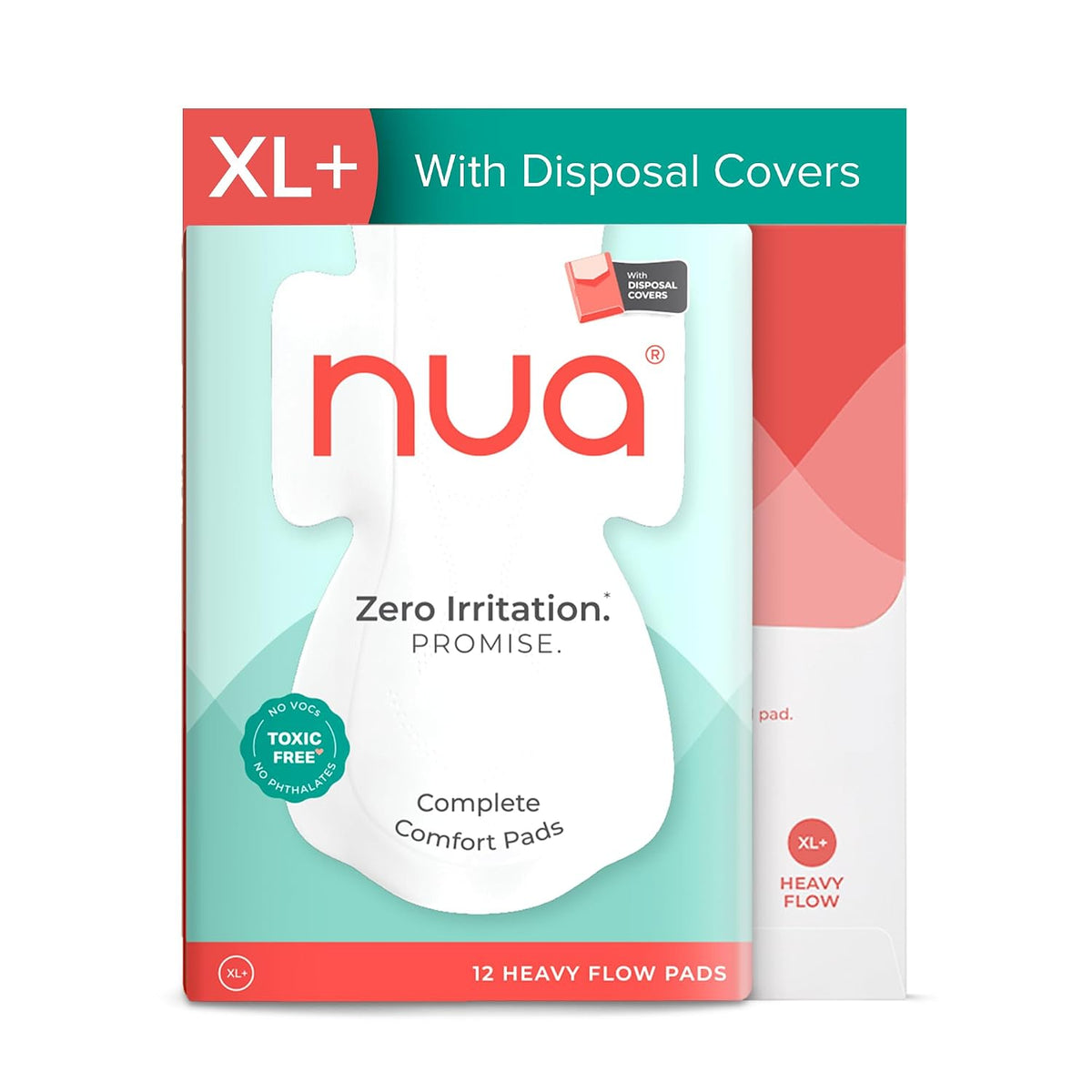 Nua Complete Comfort Sanitary Pads - Designed for Sensitive Skin | Pack of 12 pads for Heavy flow, with Disposal covers | Zero Irritation | Comfortable All-Day Protection | Ultra-Thin | Super Absorbent | No rashes | 50% Wider Back | 100% Toxic-Free, Dermatologically Tested