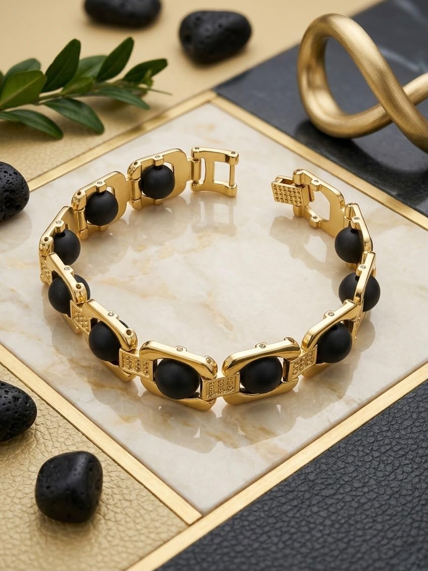 RUDRADIVINE Elegant Karungali Wood Chain Bracelet, Stone Material, Modern Style, Unisex, Adult, Size L