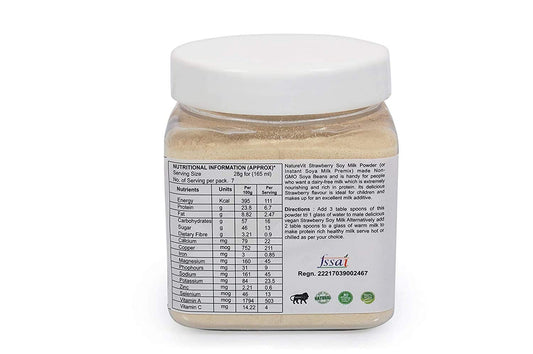 NatureVit Soya Milk Powder 600 Gram [Strawberry Flavour] [300g x 2 Jars] | Vegan & Dairy-Free | Plant-Based Protein | Ideal for Beverages, Smoothies & Cooking
