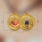 Diviniti 24K Gold Plated Ram Lalla & Ram Mandir Pendant For Men, Women & Kids| 28 MM Double Sided Stylish Pendant Necklace For Girls| Divine God Pendant For Birthday Gift, Anniversary Gift