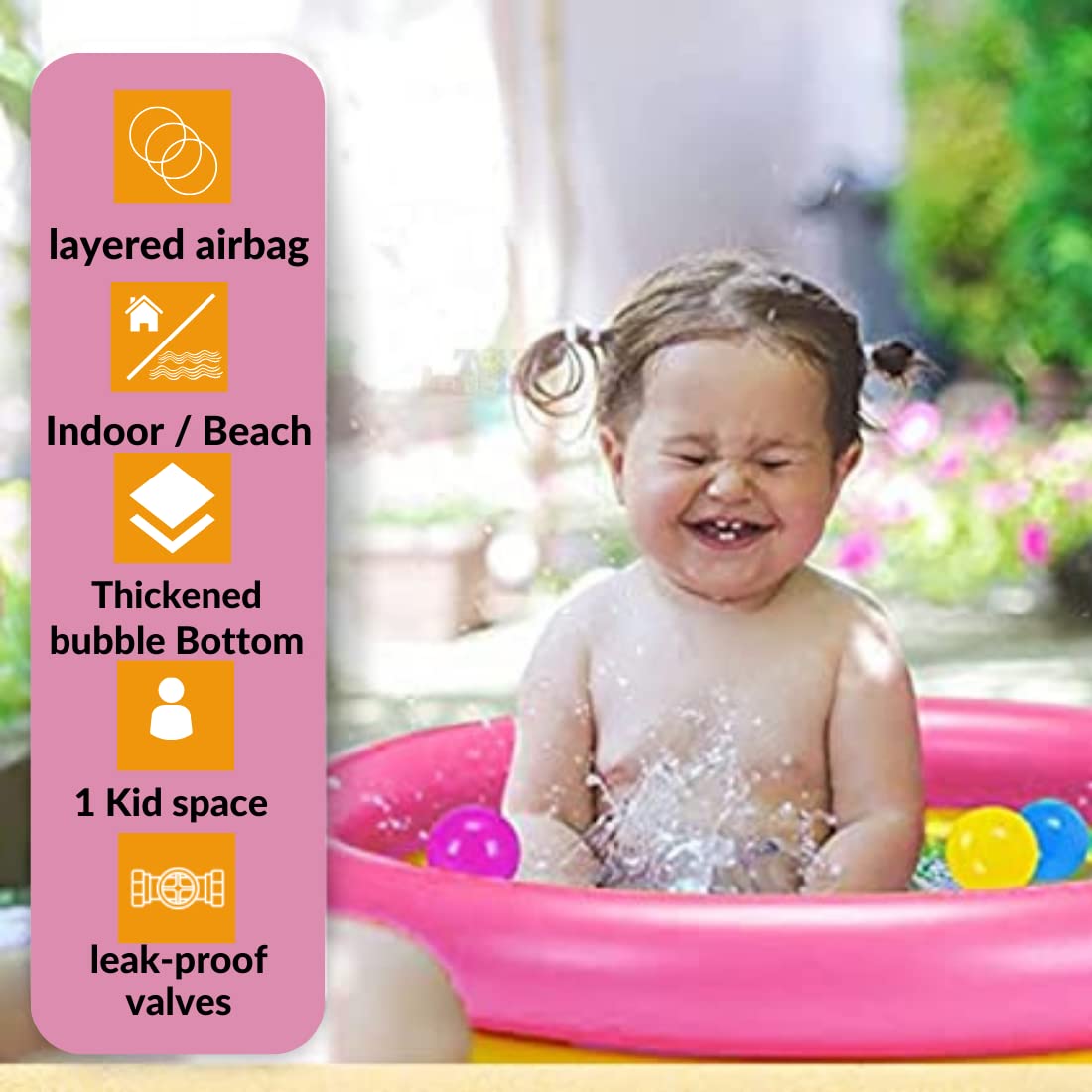 Toy Imagine™ 2 ft Swimming Pool for Kids Small Size for 0 to 2 Years | Inflatable Round Ring Baby Bathing Tubs for Kids | Pool Indoor & Backyard, Garden.