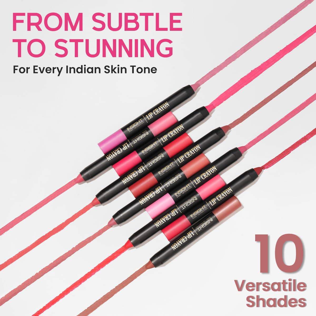 INSIGHT Long Lasting Lip Crayon – All-Day Comfort | Matte Finish | Waterproof | Non-Transfer | Non-Sticky | Enriched with Vitamin E & Kojic Acid | Sharpenable Tip | Full Coverage | Lightweight Lipstick (Smokey Rose) – 7g