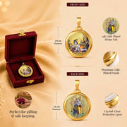 DIVINITI 24K Gold Plated Double-Sided Religious Pendant with Premium Gift Box, Spiritual Locket for Men & Women, Devotional Jewellery for Gifting & Everyday Wear | Radha Krishna & Laddu Gopal