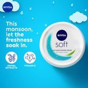 NIVEA Soft Light Moisturizer for Face, Hand & Body, Non-Greasy Cream with Vitamin E & Jojoba Oil for Instant Hydration