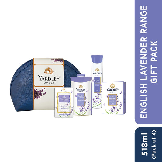 Yardley London English Lavender Range Gift Kit , 518 ml (Pack Includes Compact Perfume, Deo, Soap, Talc)