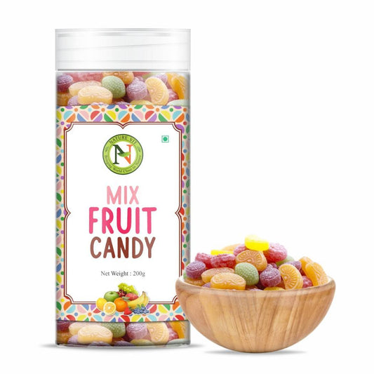 NatureVit Mix Fruit Candy, 200g | Khatti-Meethi Goli Assorted Flavours (Orange, Lemon, Litchi, Paan, Black Pepper) Mouth Freshener Candy