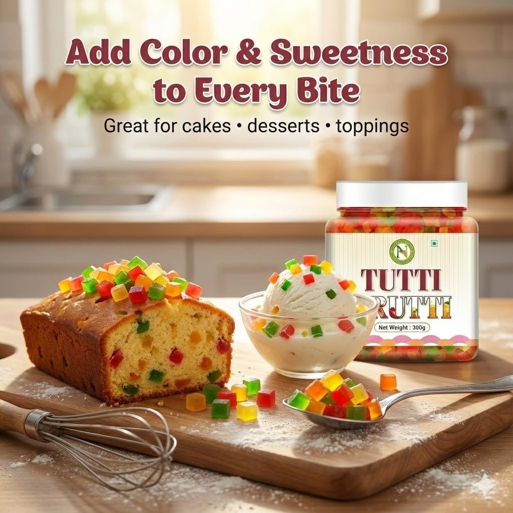 NatureVit Tutti Frutti, 300g | Sweet Fruit Cubes | Perfect for Cakes, Cookies, Ice-Creams, Bread & Indian Desserts
