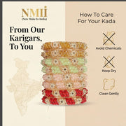 NMII Non-Precious Metal With Base Metal And Zircon Gemstone Or Colourful Beads Studded On Flower Glossy Finished Kada Set For women and Girls