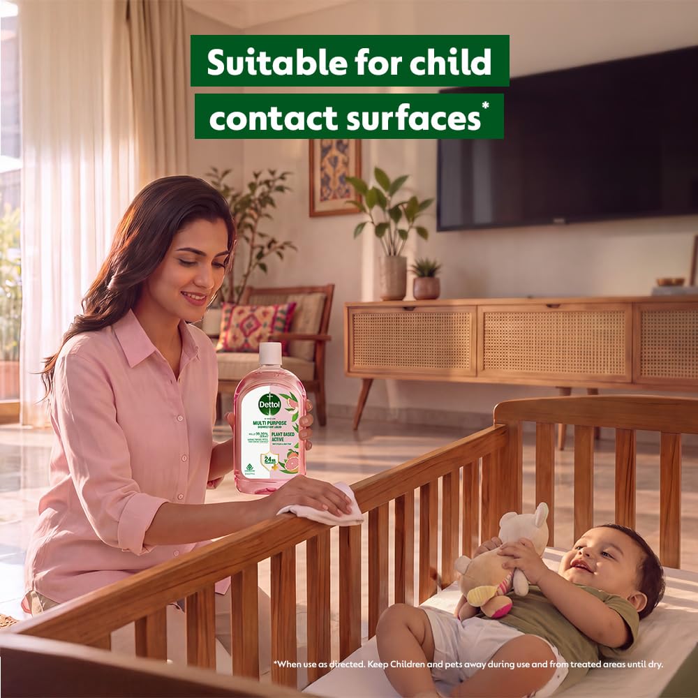 Dettol Plant-Based Disinfectant Liquid 550ml, White Peach & Grapefruit Fragrance – Kids Safe & Pet Friendly | Multi-Purpose Cleaner for Laundry & Floors | Kills 99.99% Germs