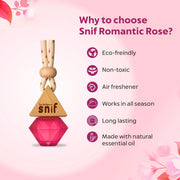 The Old Natural Snif Diamond Hanging oil Car Perfume | Car Air Freshener with Refill Pack (Romantic Rose 10ml + 15ml Refill Pack)