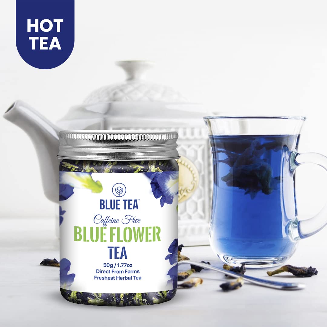 BLUE TEA - Combo Pack - Butterfly Pea Flower & Hibiscus Tea | ANTIOXIDANT RICH | Flower Based - Herbal Tea - Caffeine Free | Pet Jar Packaging