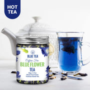 BLUE TEA - Combo Pack - Butterfly Pea Flower & Hibiscus Tea | ANTIOXIDANT RICH | Flower Based - Herbal Tea - Caffeine Free | Pet Jar Packaging