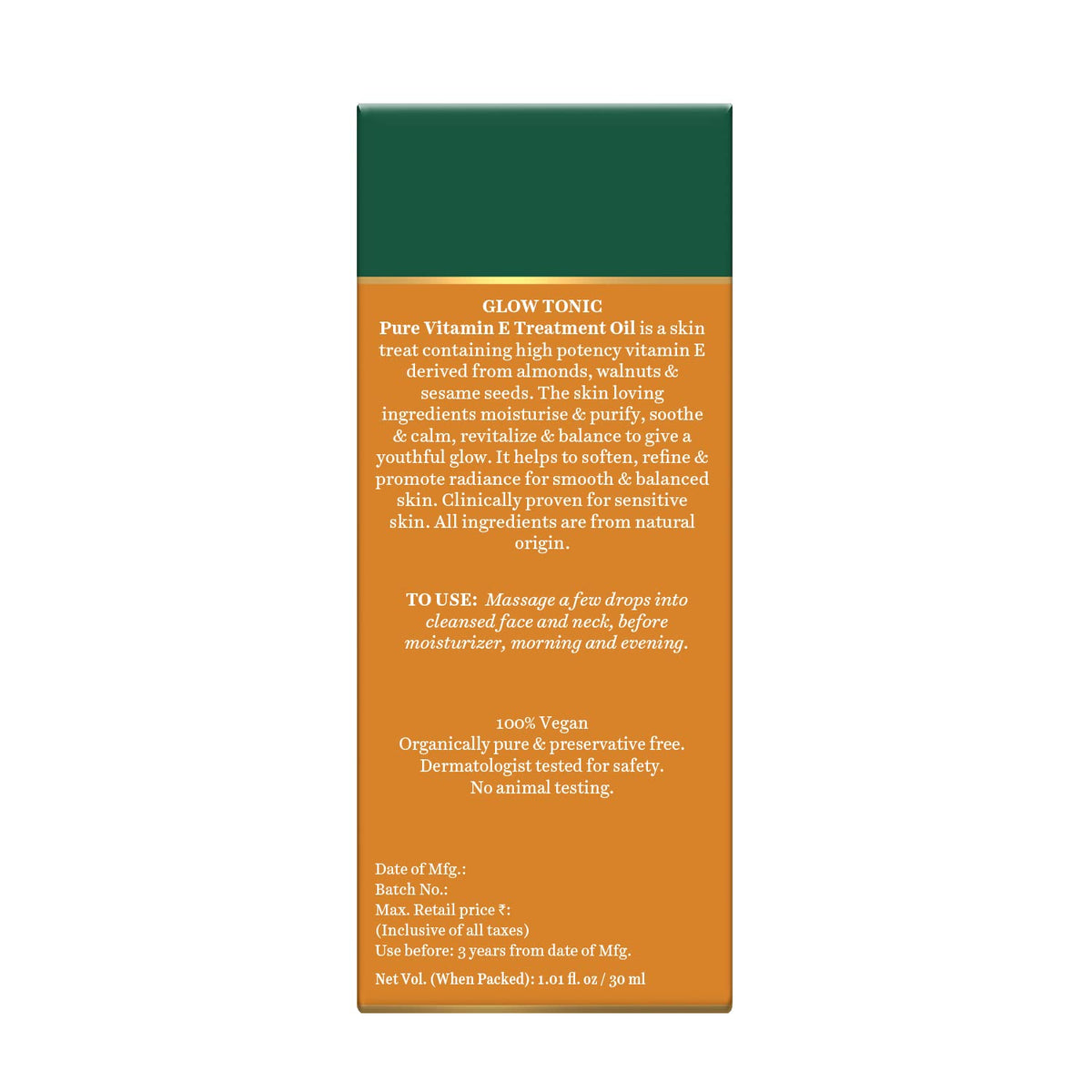 Biotique Advanced Organics Glow Tonic Pure Vitamin E Treatment Oil, 30ml