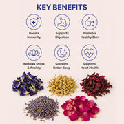 BLUE TEA - Herbal Harmony Tea Gift 2025 (5 Flavour Tea - 160gm) | Butterfly Pea, HIbiscus, Rose, Chamomile, Lavender | Caffeine Free - Herbal Tea