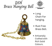 DSH Brass Hanging Bells for Puja Room Decoration Items Hanging Bell for Mandir Temple Decor Ghanti for Mandir. (Blue, H-4.5 Inch)