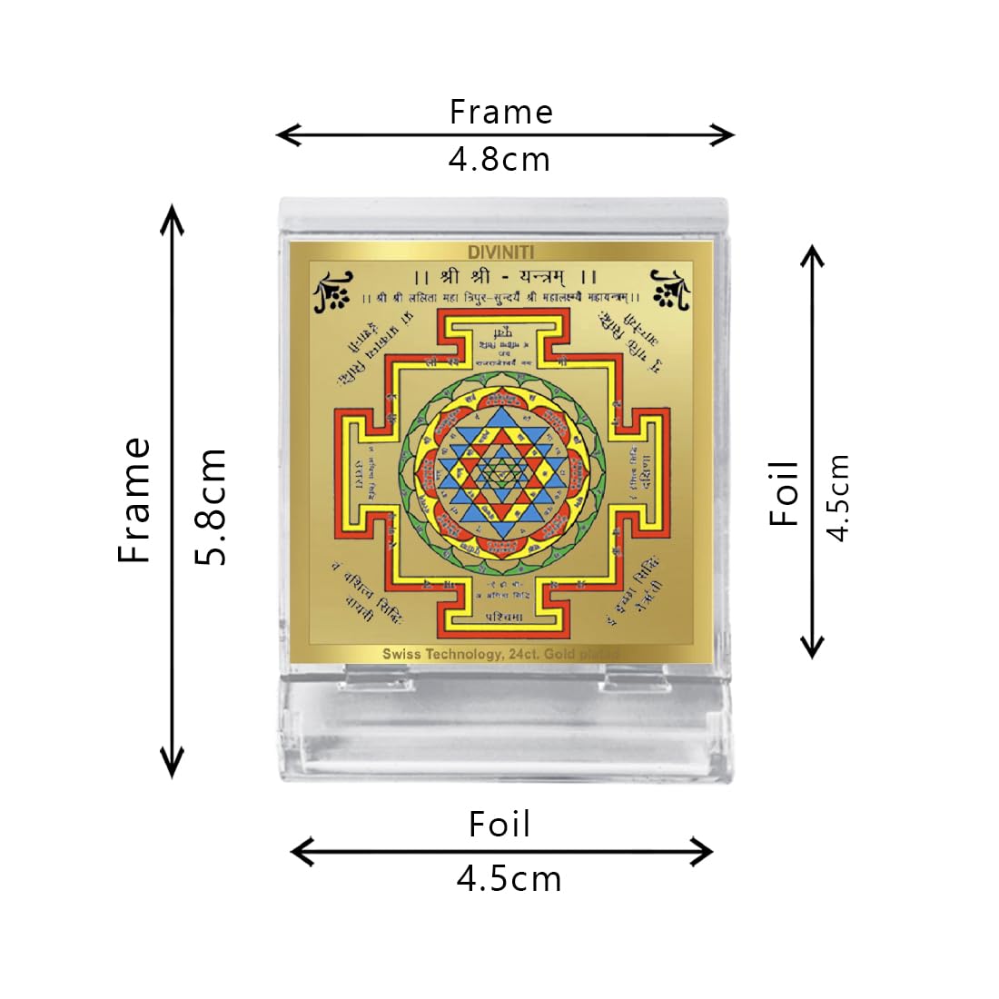 DIVINITI 24K Gold Plated Religious Car Dashboard Frame | Premium God Idol Frame for Car, Home Mandir & Office Table | Spiritual Gift, Decorative Showpiece | Shri Yantra