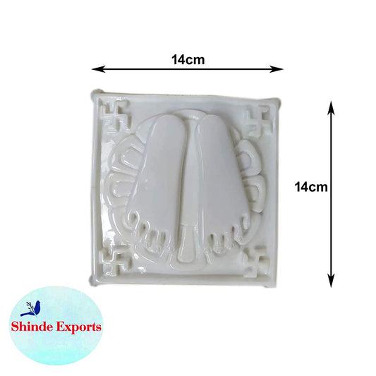 SHINDE EXPORTS Marble Charan Paduka for Puja (White, Design 11)