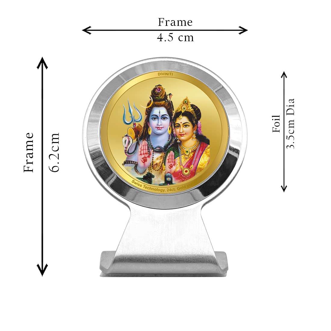 DIVINITI 24K Gold Plated Religious Car Dashboard Frame | Premium God Idol Frame for Car, Home Mandir & Office Table | Spiritual Gift, Decorative Showpiece | Shiva Parvati